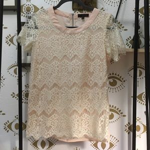 Blush and ivory lace blouse